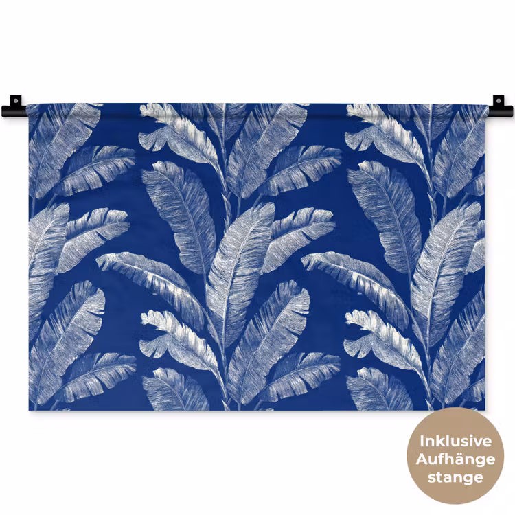 Blad - Palm - Blauw Wandkleed katoen klein 269 -t3d_DE