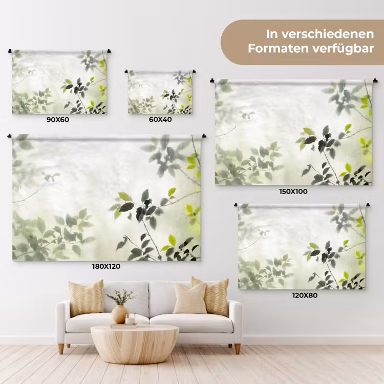 Blad - Schaduw - Natuur - Abstract - Groen Wandkleed katoen klein -tsfeer8_DE