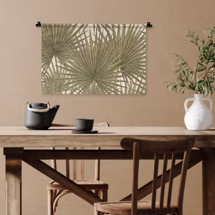 Blad - Tropisch - Patroon - Natuur - Groen Wandkleed katoen klein -sfeer6