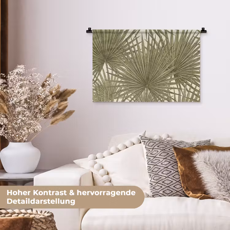 Blad - Tropisch - Patroon - Natuur - Groen Wandkleed katoen klein -tsfeer1_DE