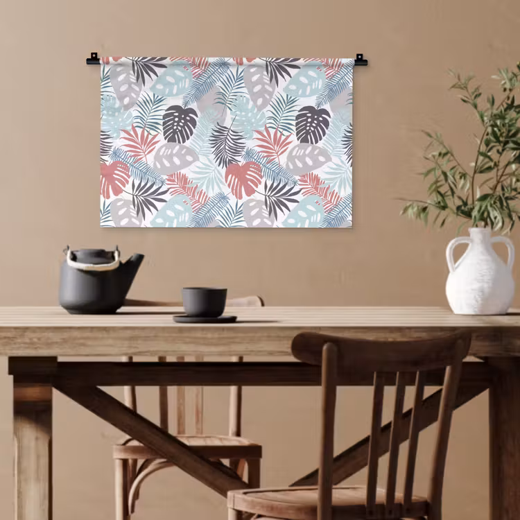 Bladeren - Jungle - Pastel - Tropisch Wandkleed katoen klein -sfeer6