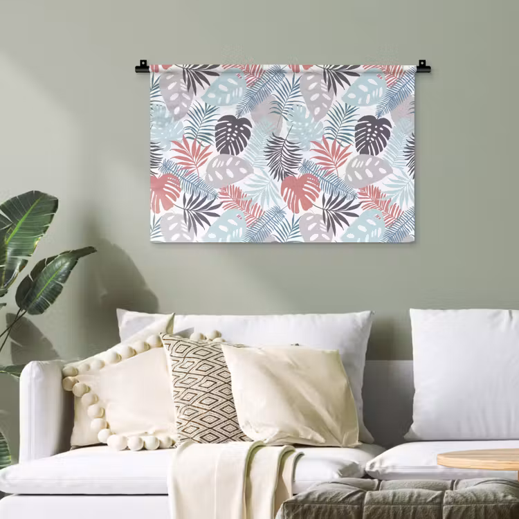 Bladeren - Jungle - Pastel - Tropisch Wandkleed katoen klein -sfeer7