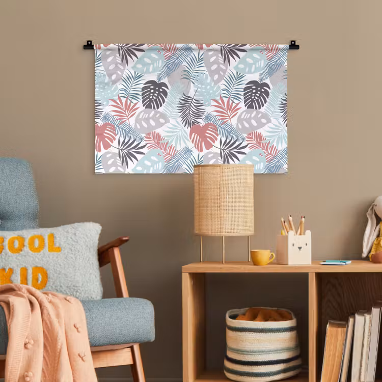 Bladeren - Jungle - Pastel - Tropisch Wandkleed katoen klein -wsfeer4_kind