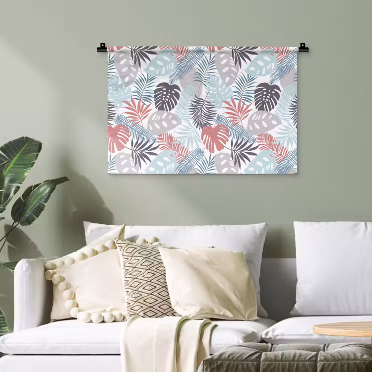 Bladeren - Jungle - Pastel - Tropisch Wandkleed katoen klein -sfeer7