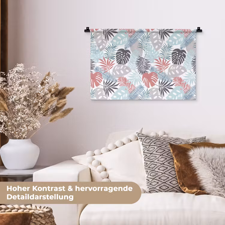 Bladeren - Jungle - Pastel - Tropisch Wandkleed katoen klein -tsfeer1_DE