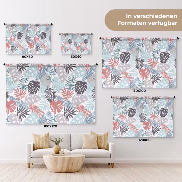 Bladeren - Jungle - Pastel - Tropisch Wandkleed katoen klein -tsfeer8_DE