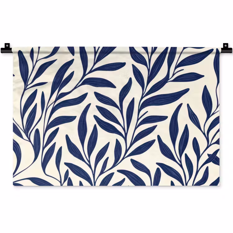 Bladeren - Klimop - Donkerblauw Wandkleed katoen klein -zz3d