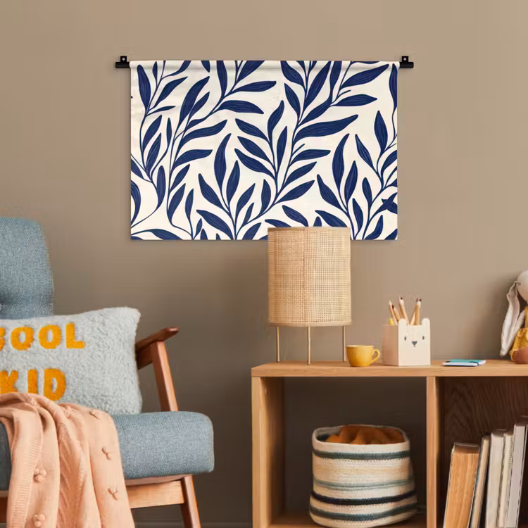 Bladeren - Klimop - Donkerblauw Wandkleed katoen klein -wsfeer4_kind