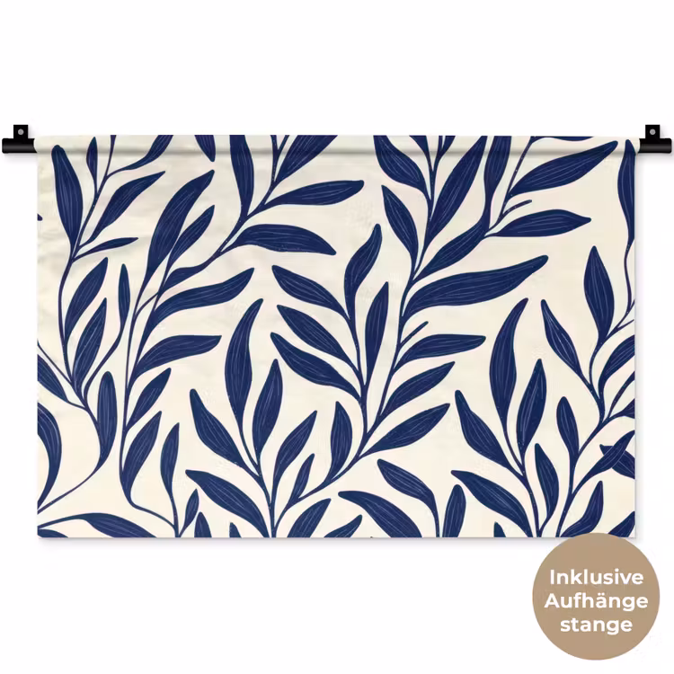 Bladeren - Klimop - Donkerblauw Wandkleed katoen klein -t3d_DE
