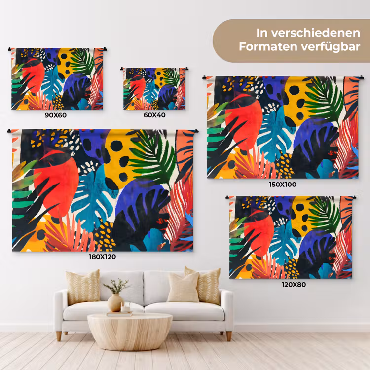 Bladeren - Vormen - Abstract - Kleurrijk Wandkleed katoen klein -tsfeer8_DE