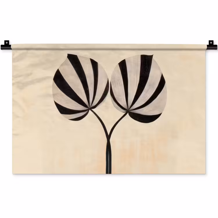 Bladeren - Gestreept - Stengel - Beige Wandkleed katoen klein -zz3d