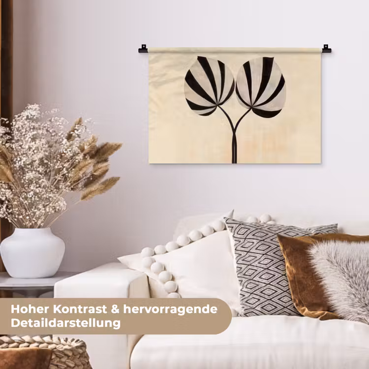 Bladeren - Gestreept - Stengel - Beige Wandkleed katoen klein -tsfeer1_DE