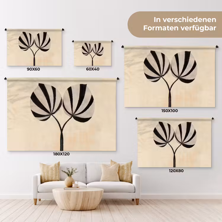 Bladeren - Gestreept - Stengel - Beige Wandkleed katoen klein -tsfeer8_DE