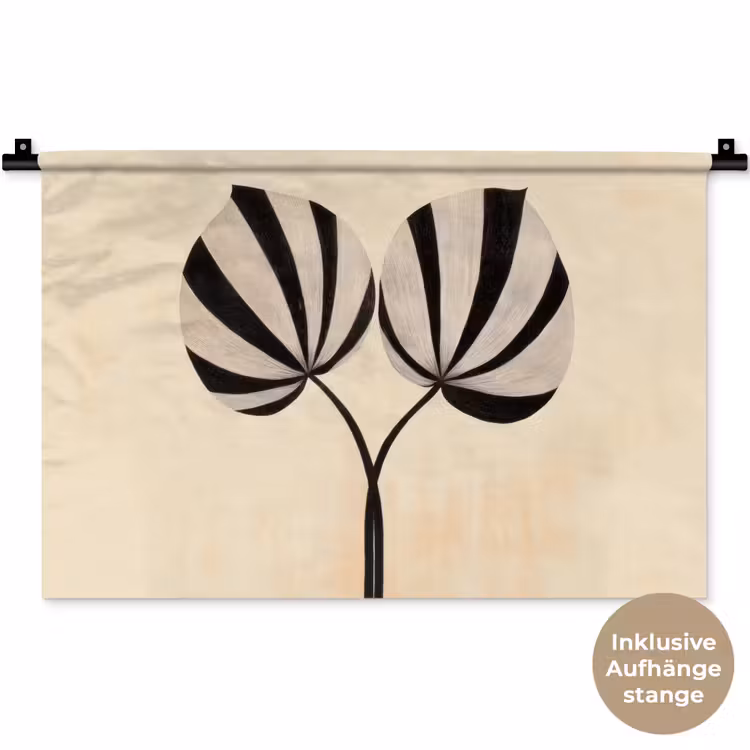 Bladeren - Gestreept - Stengel - Beige Wandkleed katoen klein -t3d_DE