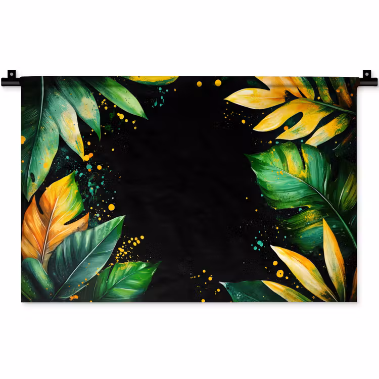 Bladeren - Groen - Geel - Verf - Jungle Wandkleed katoen klein -zz3d