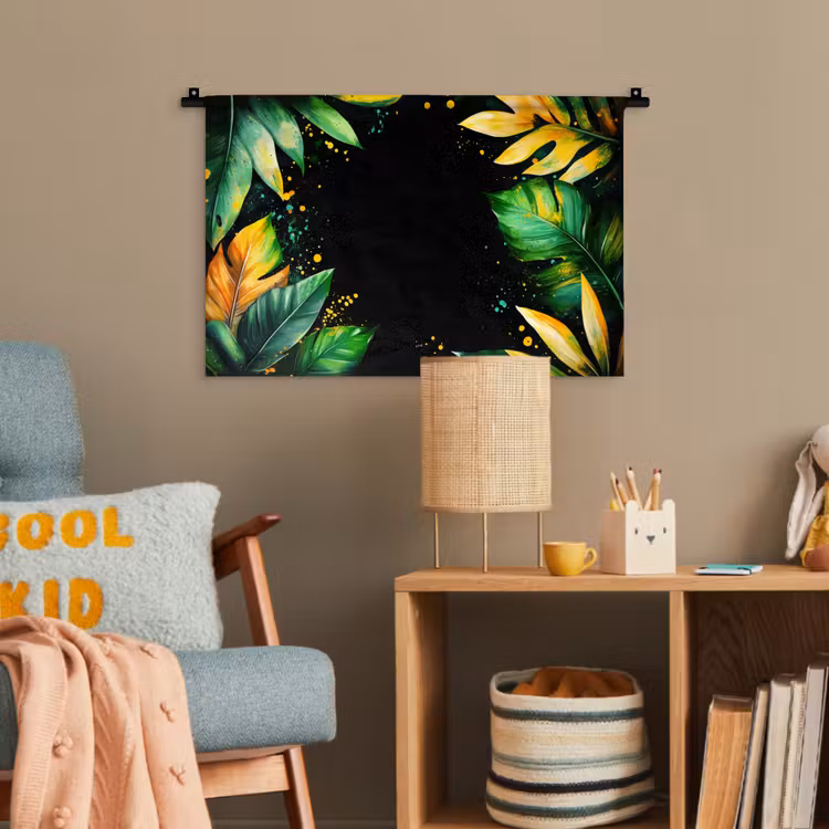Bladeren - Groen - Geel - Verf - Jungle Wandkleed katoen klein -wsfeer4_kind