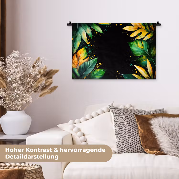 Bladeren - Groen - Geel - Verf - Jungle Wandkleed katoen klein -tsfeer1_DE