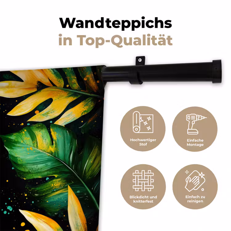 Bladeren - Groen - Geel - Verf - Jungle Wandkleed katoen klein -tsfeer2_DE