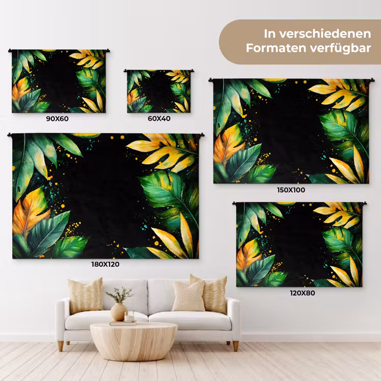 Bladeren - Groen - Geel - Verf - Jungle Wandkleed katoen klein -tsfeer8_DE