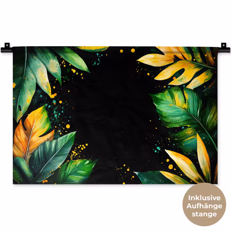 Bladeren - Groen - Geel - Verf - Jungle Wandkleed katoen klein -t3d_DE