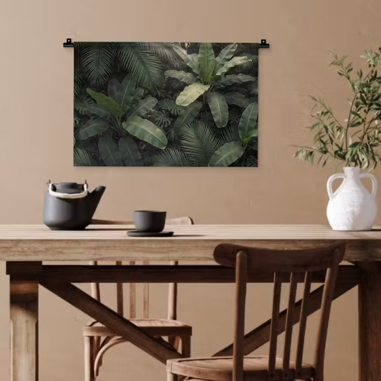 Bladeren - Groen - Tropisch - Natuur Wandkleed katoen klein -sfeer6
