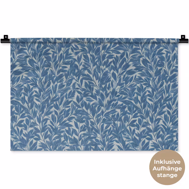 Bladeren - Klassiek - Patroon - Donkerblauw - Vintage Wandkleed katoen klein 269 -t3d_DE