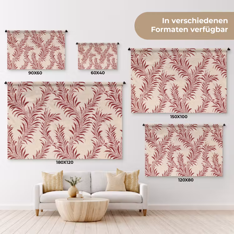 Bladeren - Linnen - Rood Wandkleed katoen klein 269 -tsfeer8_DE