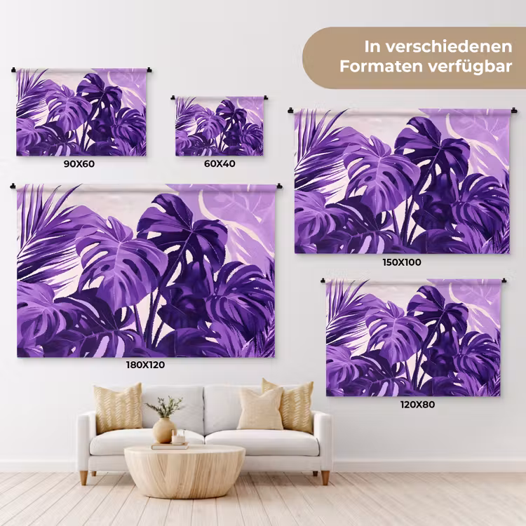 Bladeren - Paars - Tropisch - Abstract Wandkleed katoen klein -tsfeer8_DE