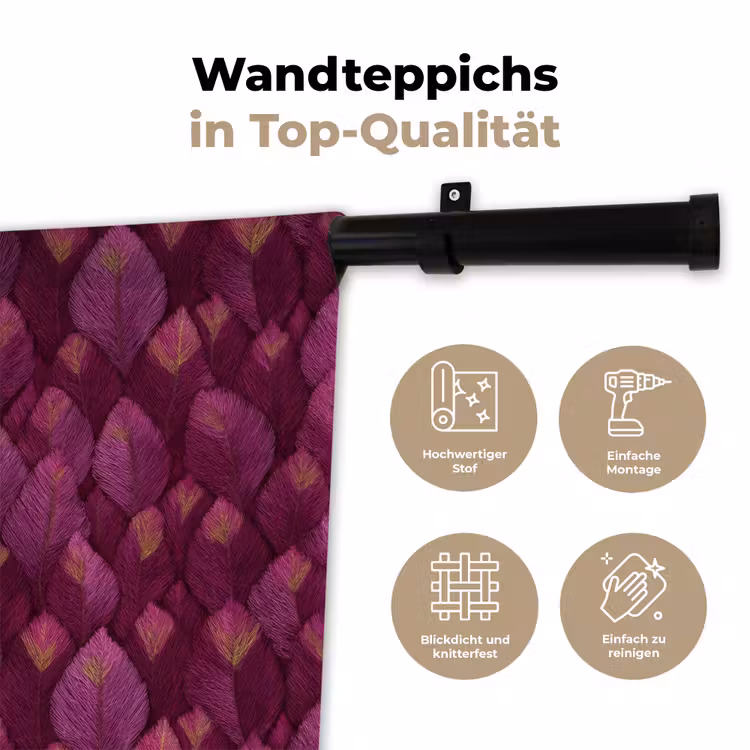 Bladeren - Patroon - Burgundy Wandkleed katoen klein 269 -tsfeer2_DE