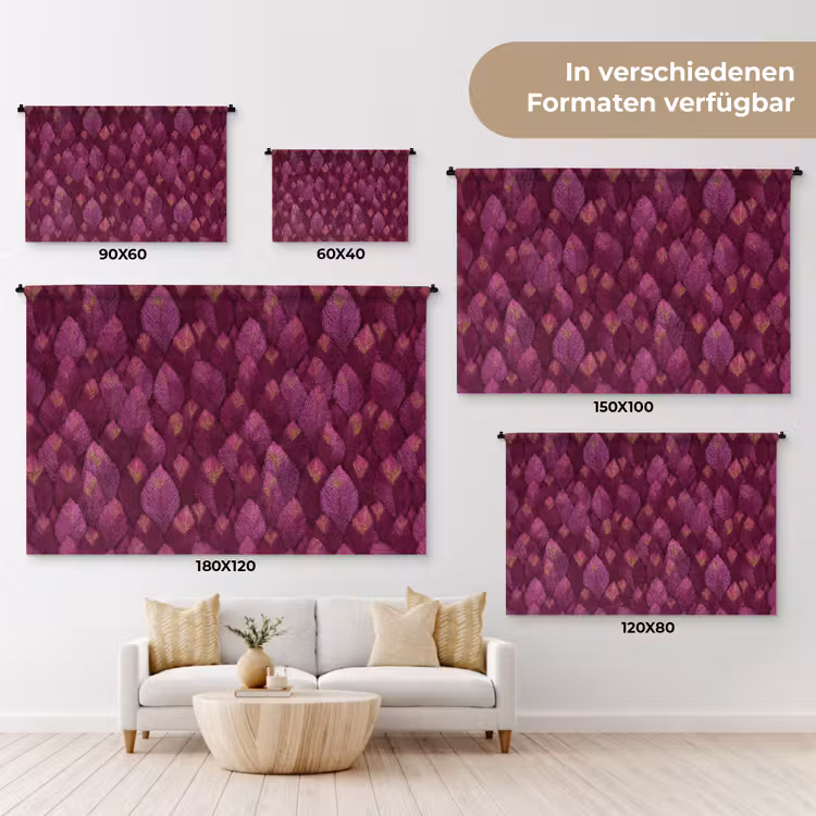 Bladeren - Patroon - Burgundy Wandkleed katoen klein 269 -tsfeer8_DE