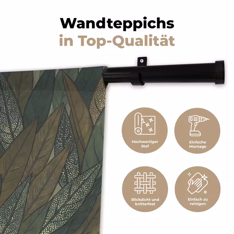 Bladeren - Patroon - Gestippeld - Natuur - Groen Wandkleed katoen klein -tsfeer2_DE