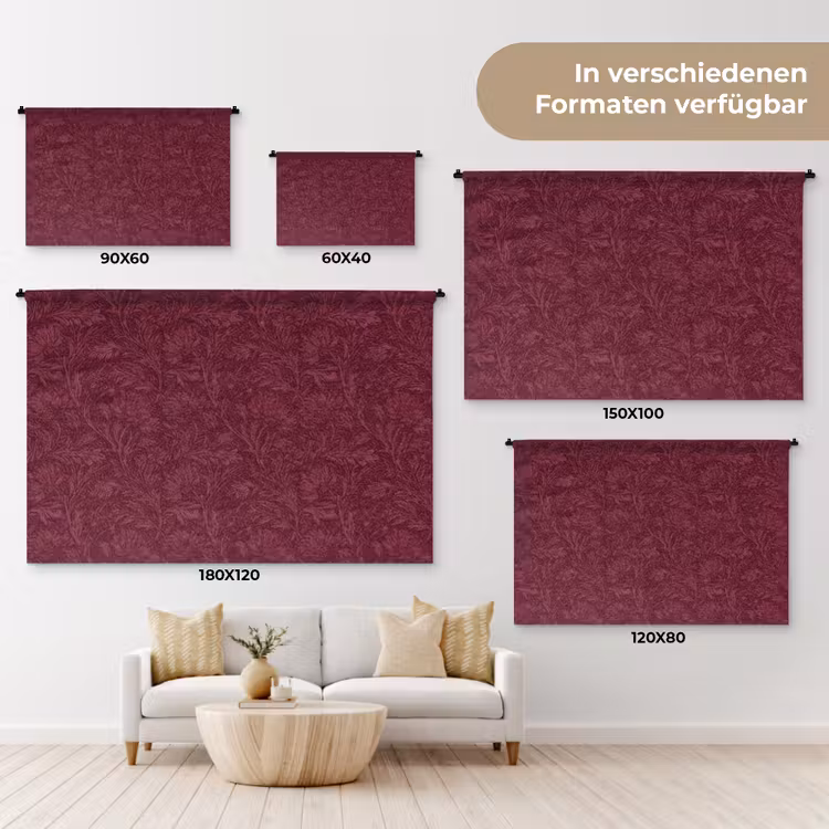 Bladeren - Patroon - Paars Wandkleed katoen klein 269 -tsfeer8_DE