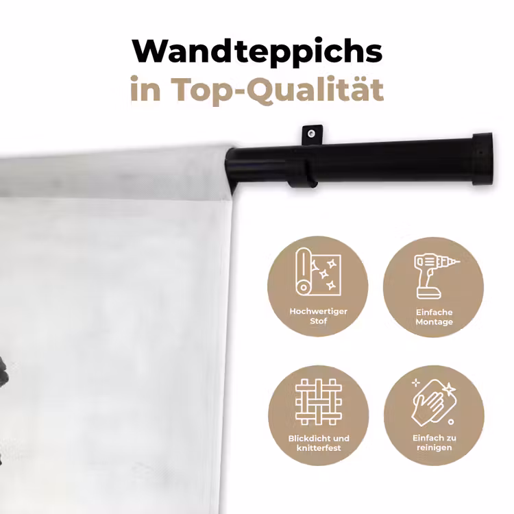 Bladeren - Zwart - Lotusbloem - Minimalitisch Wandkleed katoen klein -tsfeer2_DE