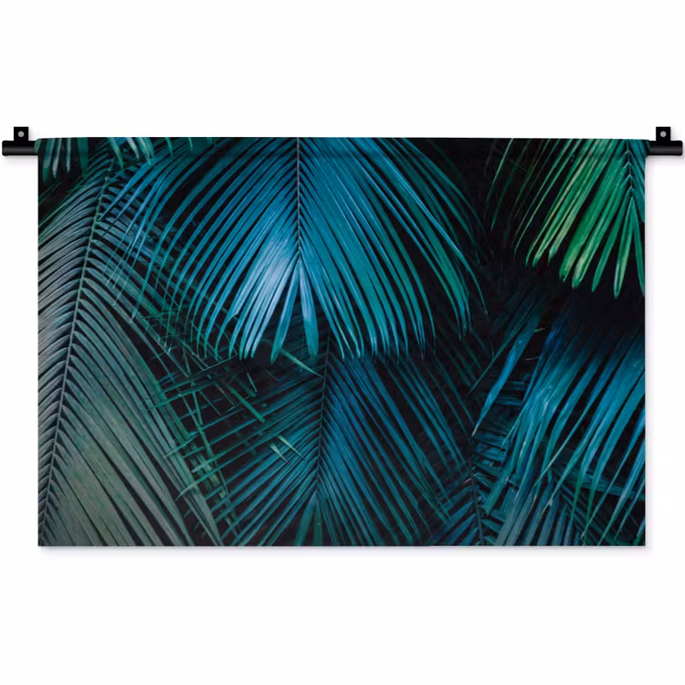 Bladeren - Tropisch - Jungle - Donkergroen Wandkleed katoen klein -zz3d