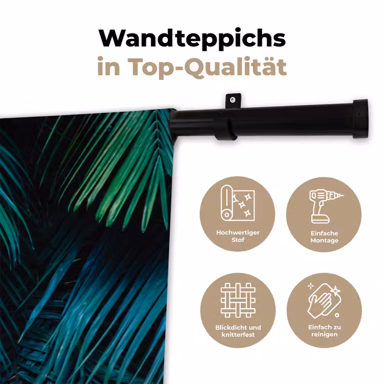 Bladeren - Tropisch - Jungle - Donkergroen Wandkleed katoen klein -tsfeer2_DE