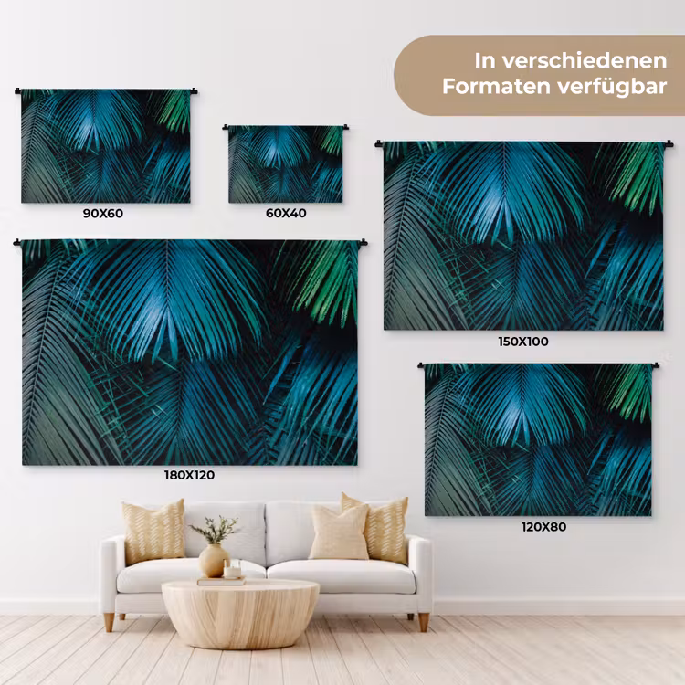 Bladeren - Tropisch - Jungle - Donkergroen Wandkleed katoen klein -tsfeer8_DE