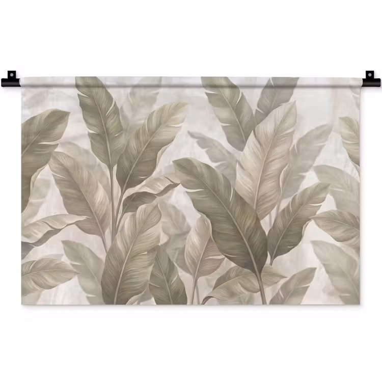 Bladeren - Tropisch - Natuur - Abstract - Beige Wandkleed katoen klein -zz3d