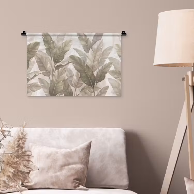 Bladeren - Tropisch - Natuur - Abstract - Beige Wandkleed katoen klein -sfeer4
