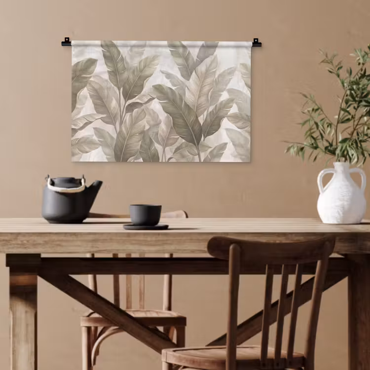 Bladeren - Tropisch - Natuur - Abstract - Beige Wandkleed katoen klein -sfeer6