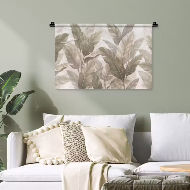 Bladeren - Tropisch - Natuur - Abstract - Beige Wandkleed katoen klein -sfeer7