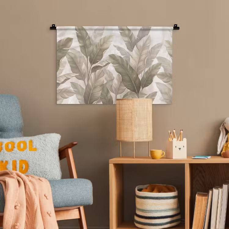 Bladeren - Tropisch - Natuur - Abstract - Beige Wandkleed katoen klein -wsfeer4_kind