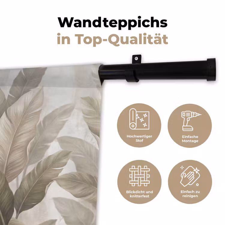 Bladeren - Tropisch - Natuur - Abstract - Beige Wandkleed katoen klein -tsfeer2_DE