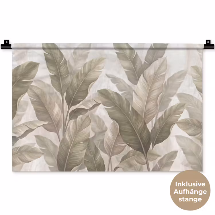 Bladeren - Tropisch - Natuur - Abstract - Beige Wandkleed katoen klein -t3d_DE