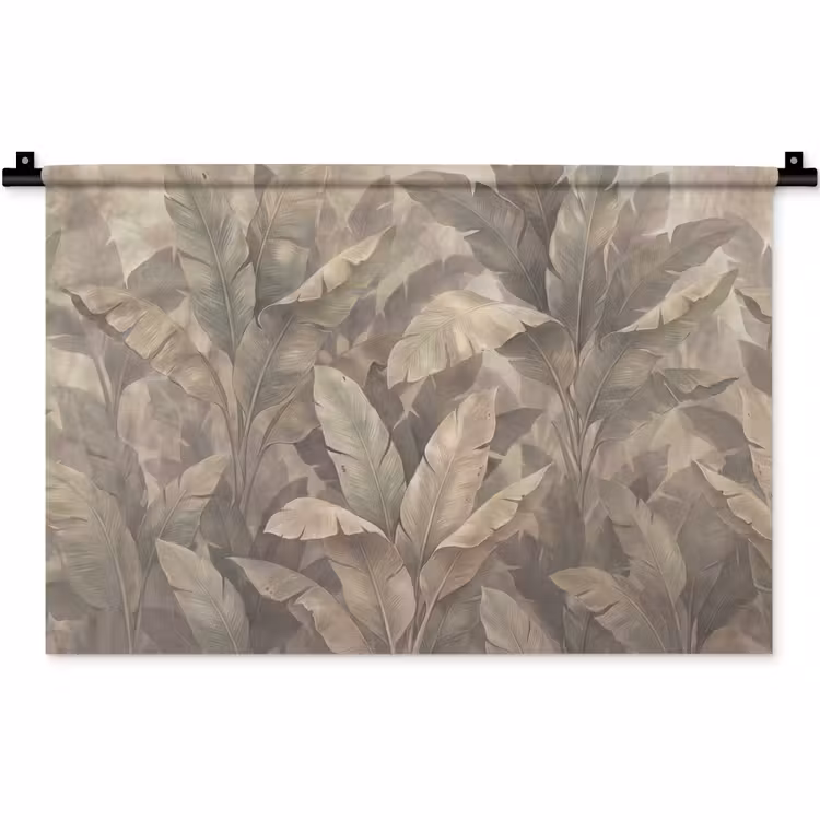 Bladeren - Tropisch - Natuur - Modern - Beige Wandkleed katoen klein -zz3d