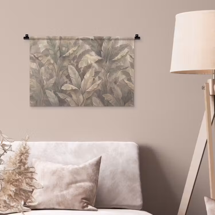 Bladeren - Tropisch - Natuur - Modern - Beige Wandkleed katoen klein -sfeer4