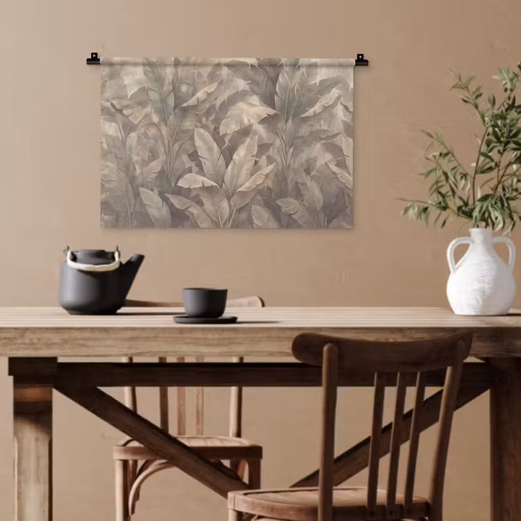 Bladeren - Tropisch - Natuur - Modern - Beige Wandkleed katoen klein -sfeer6