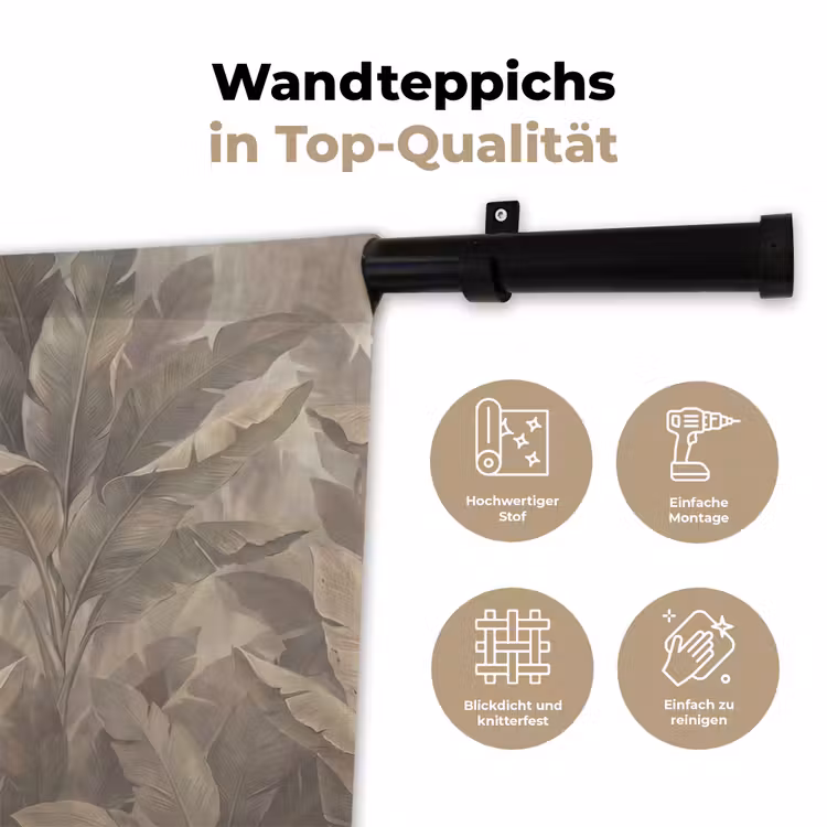 Bladeren - Tropisch - Natuur - Modern - Beige Wandkleed katoen klein -tsfeer2_DE
