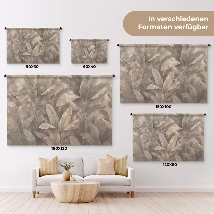 Bladeren - Tropisch - Natuur - Modern - Beige Wandkleed katoen klein -tsfeer8_DE