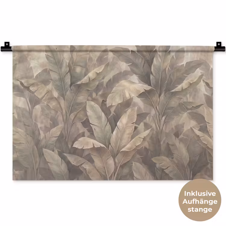 Bladeren - Tropisch - Natuur - Modern - Beige Wandkleed katoen klein -t3d_DE