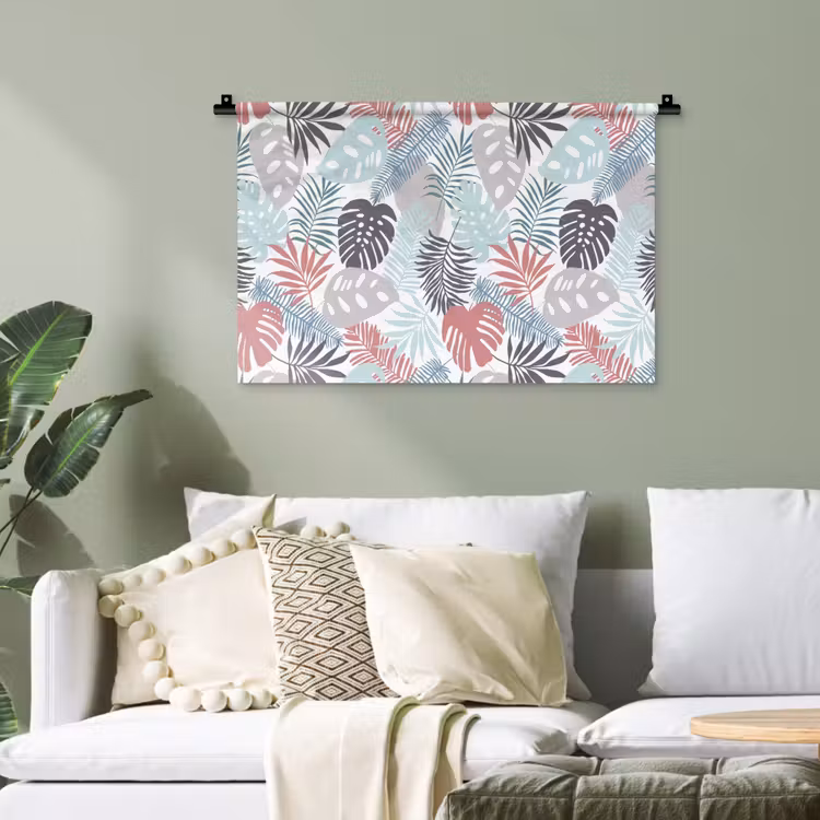 Bladeren - Tropical - Pastel - Jungle Wandkleed katoen klein -sfeer7